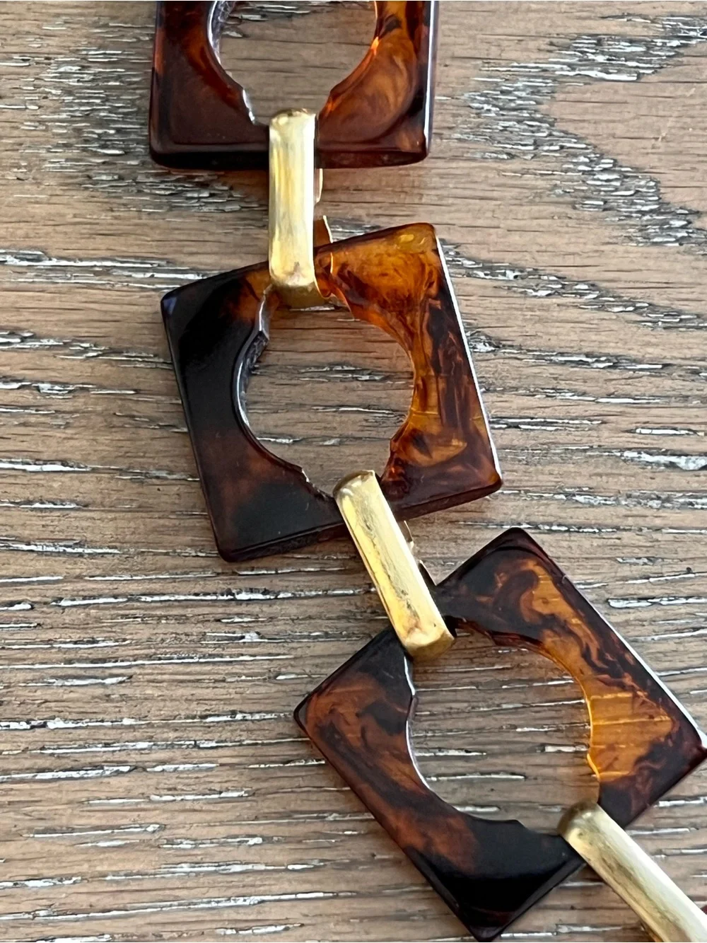 Yves Saint Laurent Tortoiseshell-Link Belt with Gold Hardware